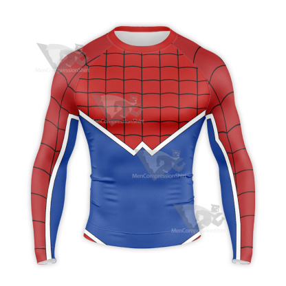 Spiderman Punk Red Blue Long Sleeve Compression Shirt