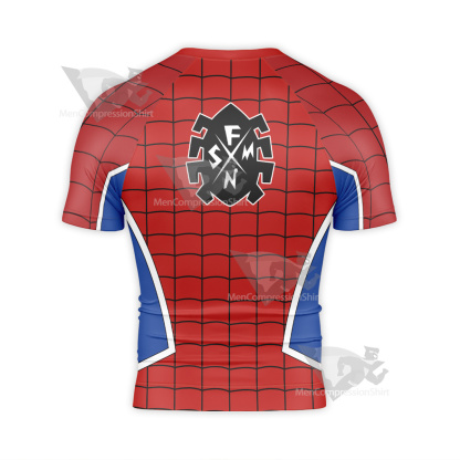 Spiderman Punk Red Blue Short Sleeve Compression Shirt