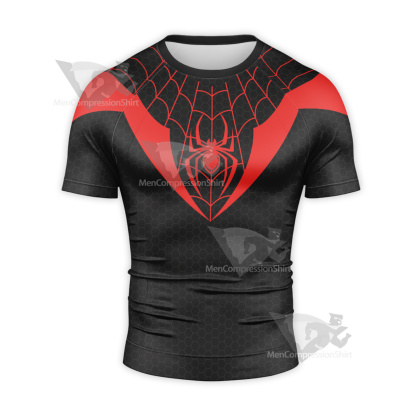 Spiderman Red Black Short Sleeve Compression Shirt