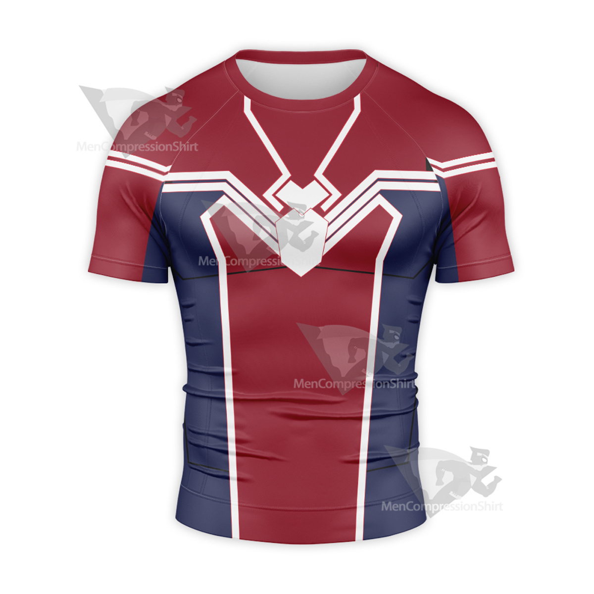 Spiderman Red Blue Short Sleeve Compression Shirt
