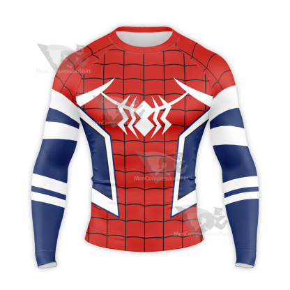 Spiderman Red White Spider Long Sleeve Compression Shirt