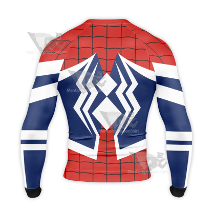 Spiderman Red White Spider Long Sleeve Compression Shirt