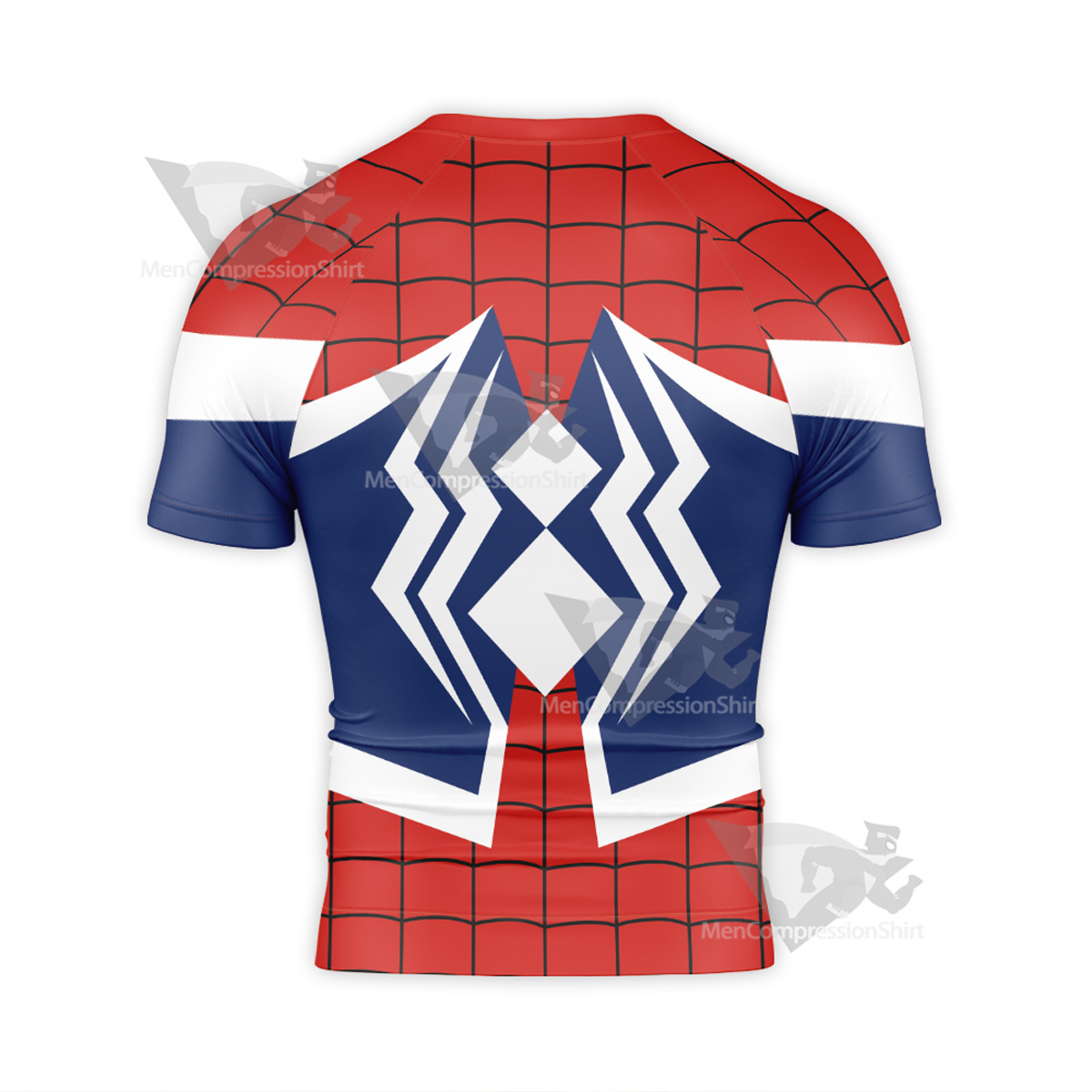 Spiderman Red White Spider Short Sleeve Compression Shirt