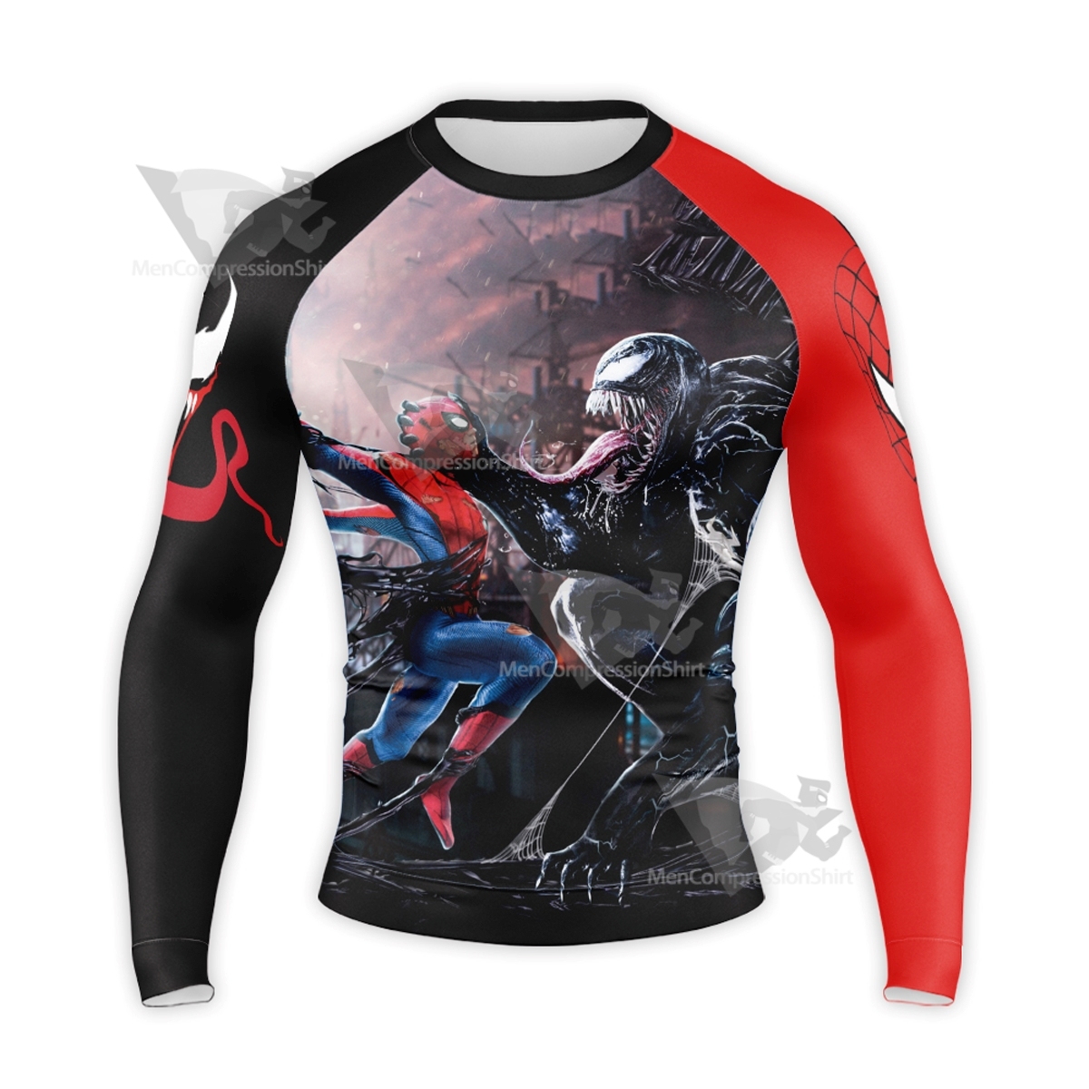 Spiderman Venom Black Long Sleeve Compression Shirt