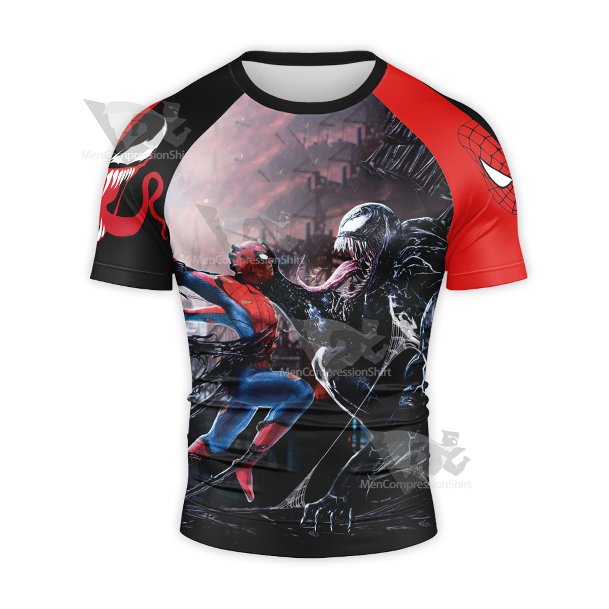 Spiderman Venom Black Short Sleeve Compression Shirt