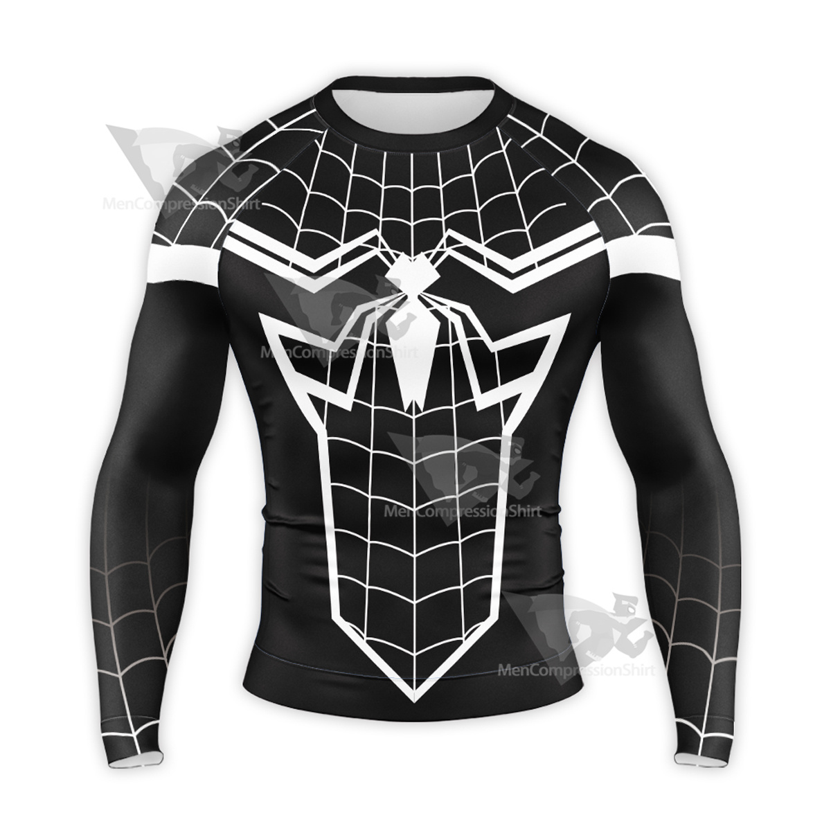 Spiderman White Black Long Sleeve Compression Shirt