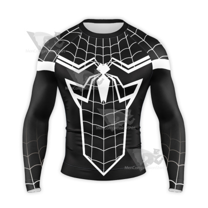 Spiderman White Black Long Sleeve Compression Shirt