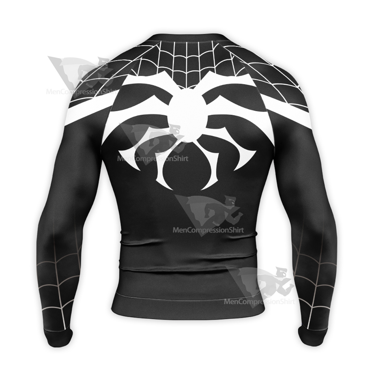 Spiderman White Black Long Sleeve Compression Shirt