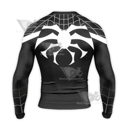 Spiderman White Black Long Sleeve Compression Shirt