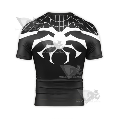 Spiderman White Black Short Sleeve Compression Shirt