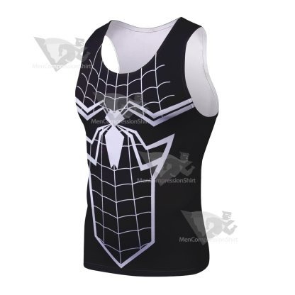 Spiderman White Black Sleeveless Compression Shirt