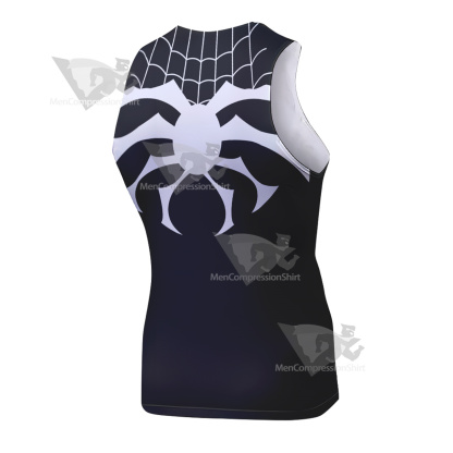 Spiderman White Black Sleeveless Compression Shirt