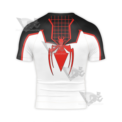 Spiderman White Red Short Sleeve Compression Shirt