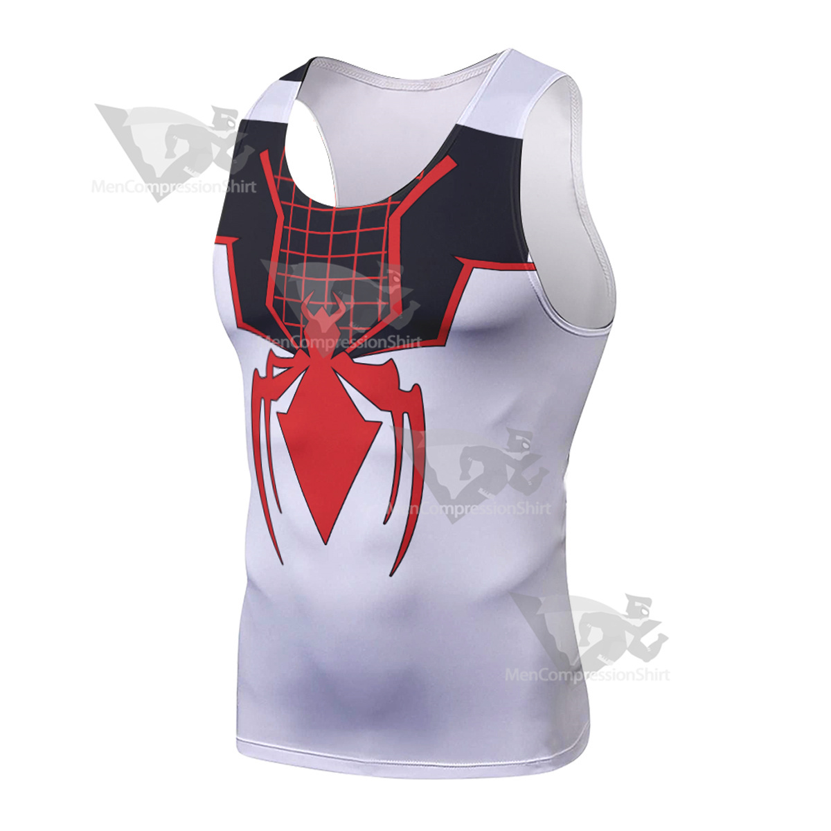 Spiderman White Red Sleeveless Compression Shirt