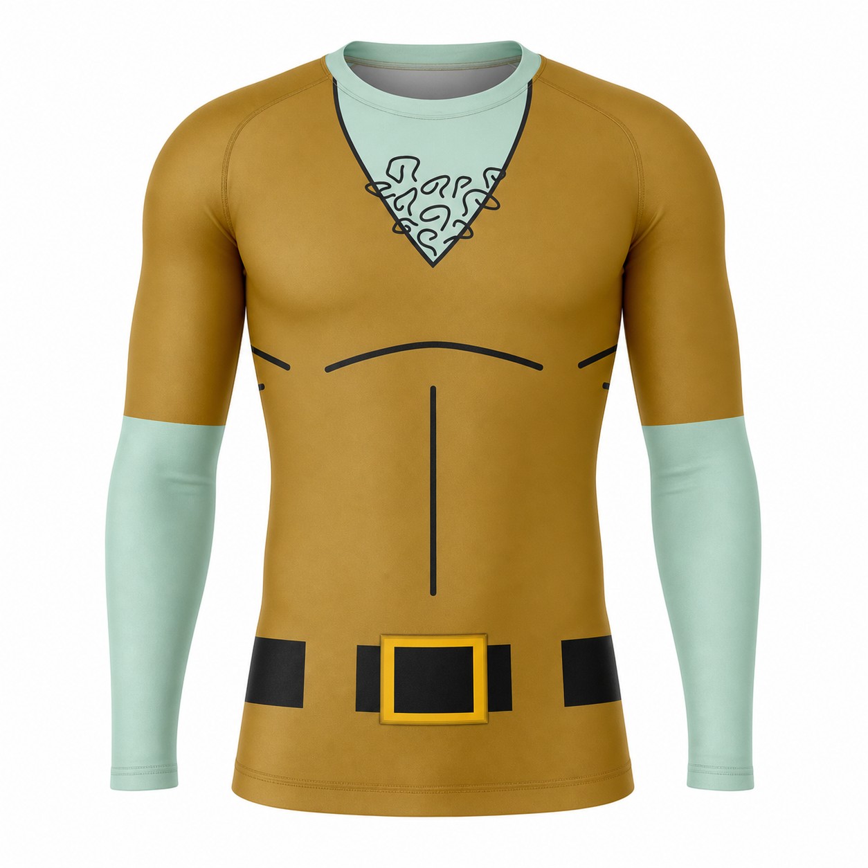 Spongebob Squarepants Handsome Squidward Orange Yellow Long Sleeve Compression Shirt