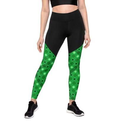 St Patricks Day Plaid Women Compression Legging