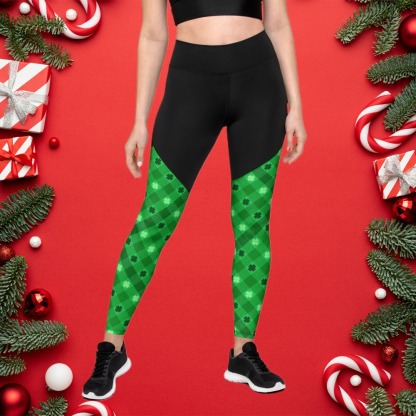St Patricks Day Plaid Women Compression Legging