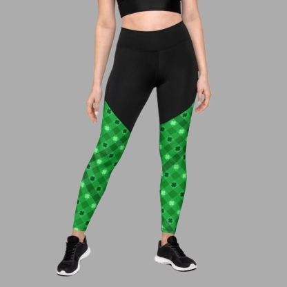 St Patricks Day Plaid Women Compression Legging
