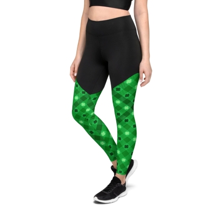St Patricks Day Plaid Women Compression Legging