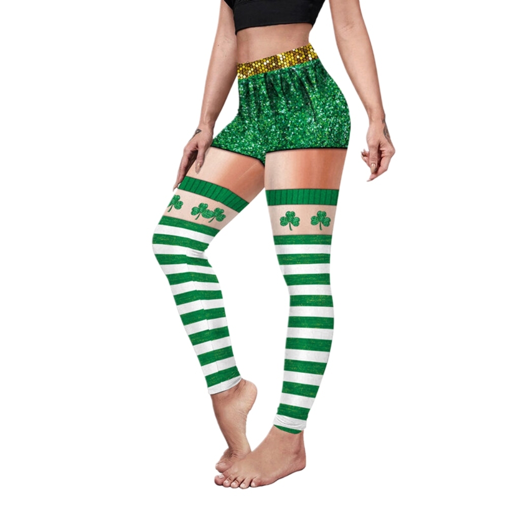 St Patricks Day Women Compression Legging Shamrock Stretchy Tights