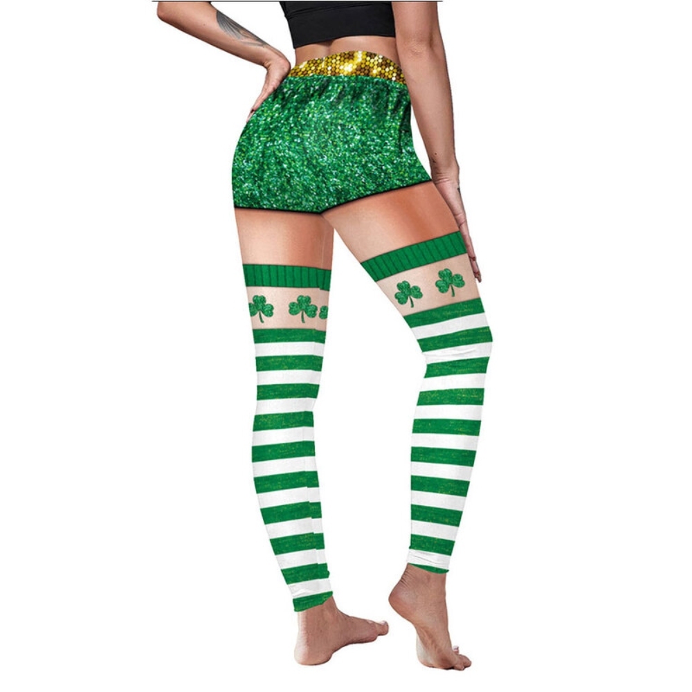 St Patricks Day Women Compression Legging Shamrock Stretchy Tights