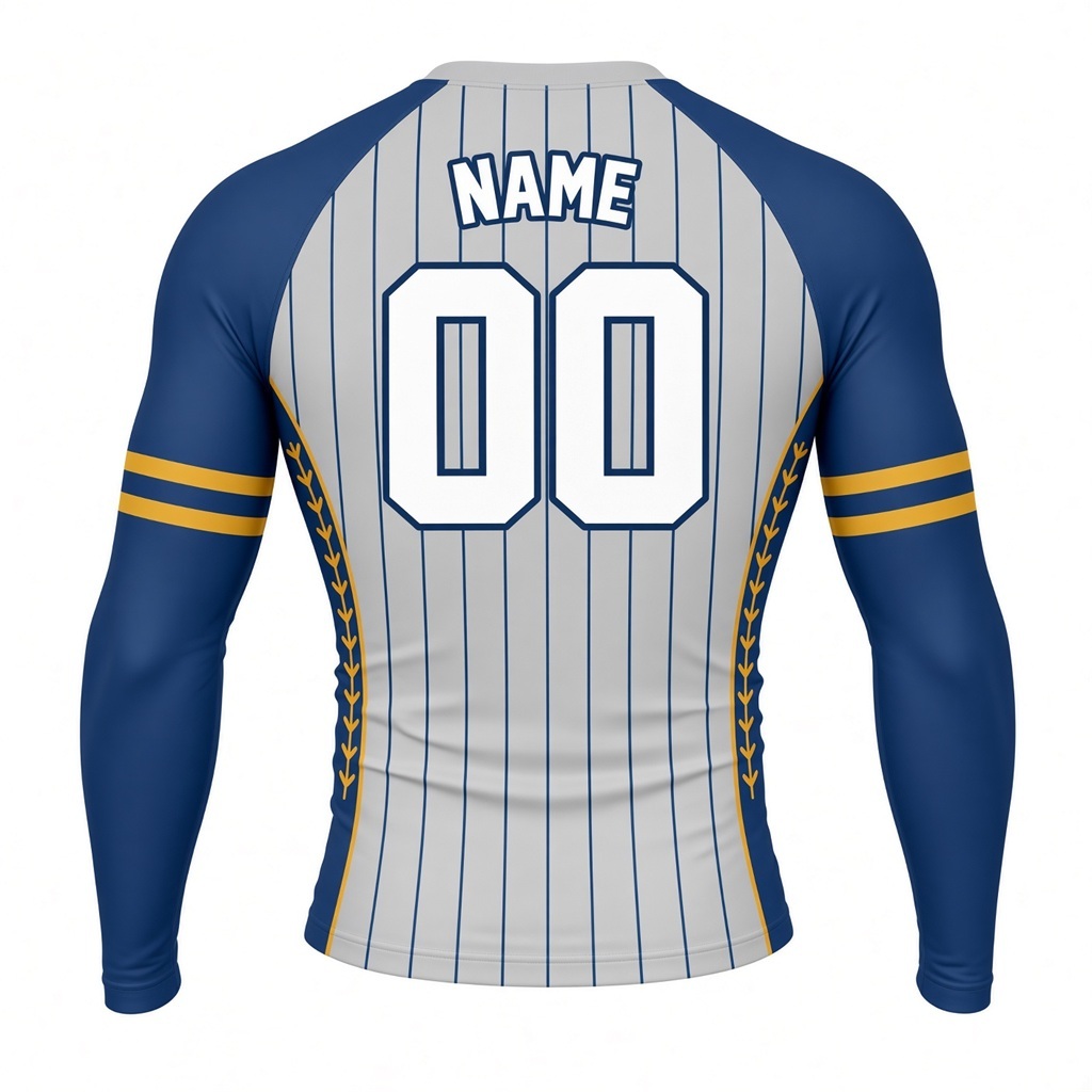 Stone Indigo Linear Customizable Long Sleeve Compression Shirt back customization preview