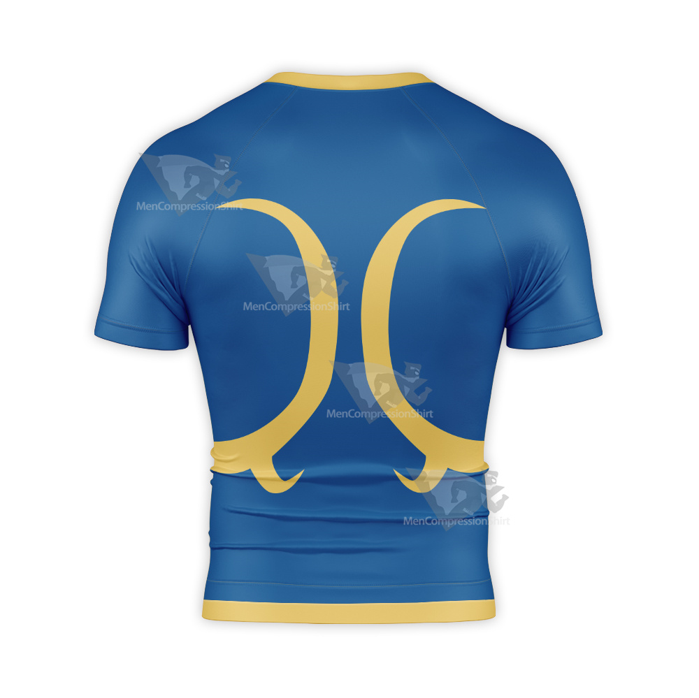 Street Fighter Chun Li Blue Short Sleeve Compression Shirt