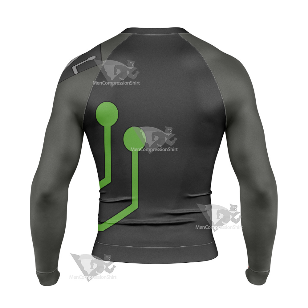Stretch Armstrong Circuit Stream Green Long Sleeve Compression Shirt