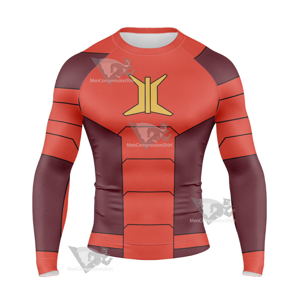 Stretch Armstrong Ricardo Perez Red Long Sleeve Compression Shirt
