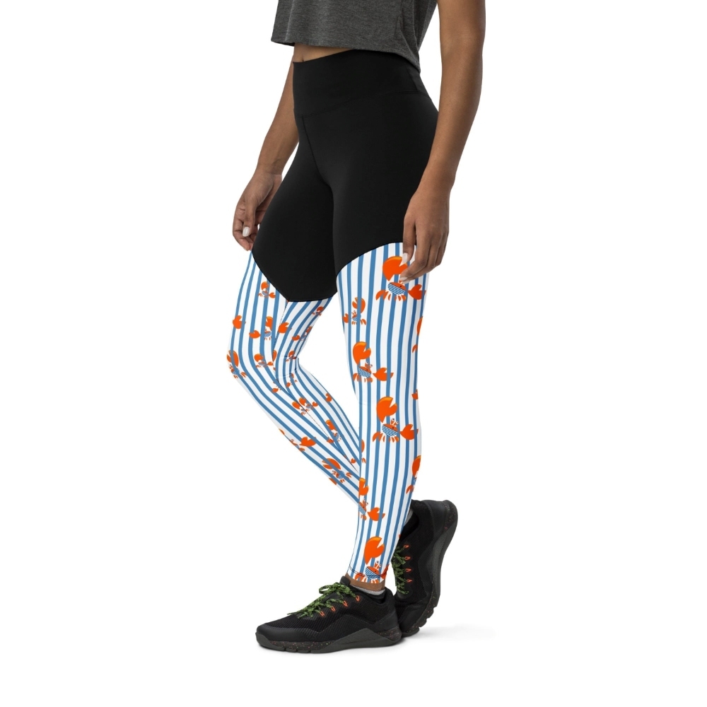 Stripes And Crabs Women Compression Legging