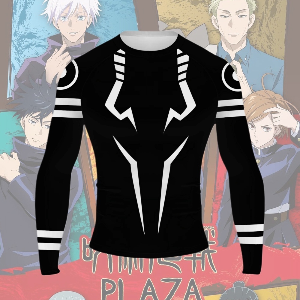 Sukuna Anime Compression Shirts Black Long Sleeve