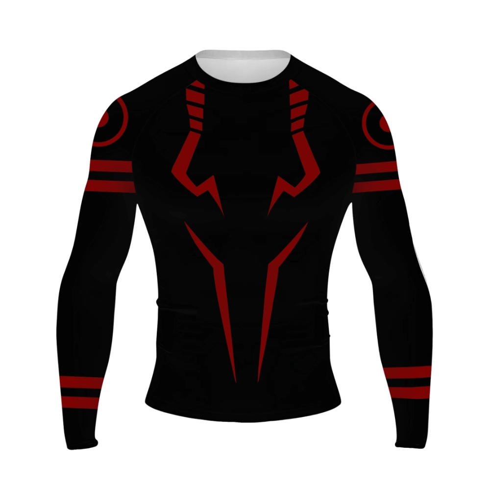 Sukuna Anime Compression Shirts Black Red Long Sleeve