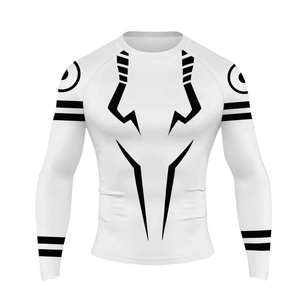 Sukuna Anime Compression Shirts White Long Sleeve