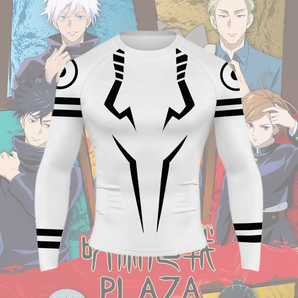 Sukuna Anime Compression Shirts White Long Sleeve