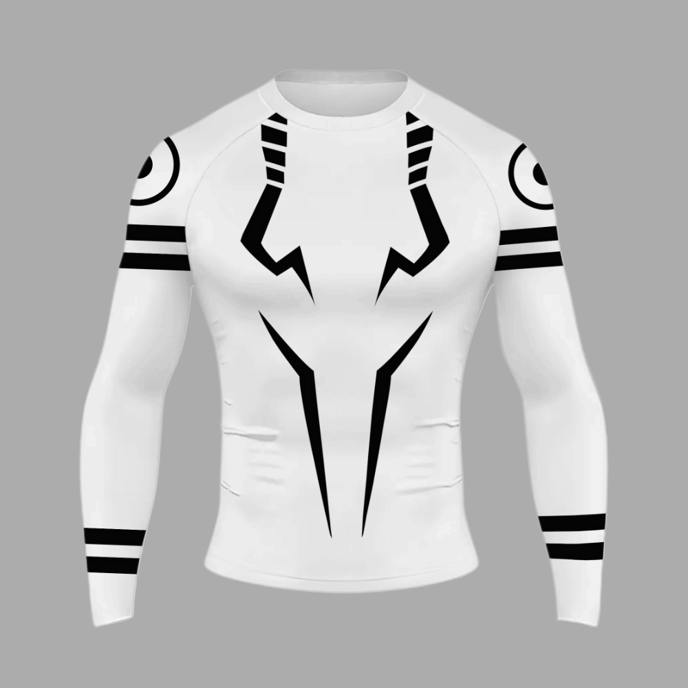 Sukuna Anime Compression Shirts White Long Sleeve