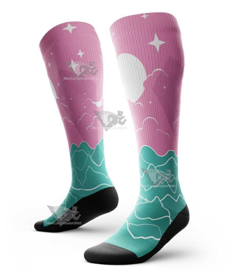 Sun Moon Knee High Compression Socks