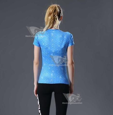 Supergirl Baby Blue Compression Short Sleeve Rash Guard