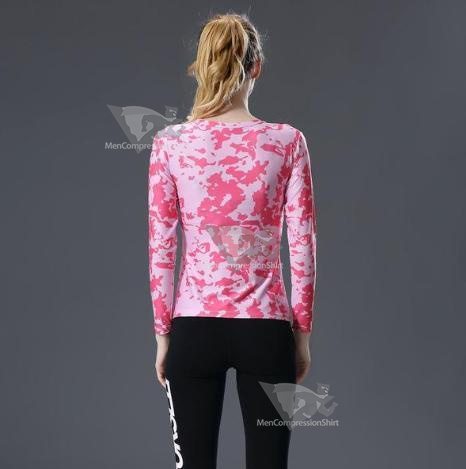 Supergirl Pink Camouflage Compression Long Sleeve Rash Guard