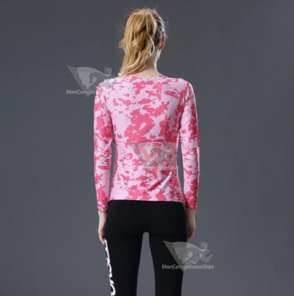Supergirl Pink Camouflage Compression Long Sleeve Rash Guard