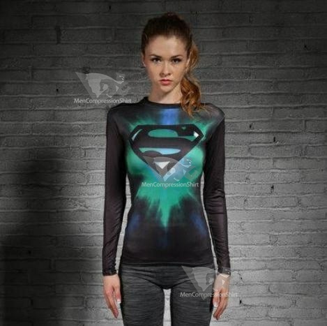 Supergirl Tie-Dyeblack Compression Long Sleeve Rash Guard