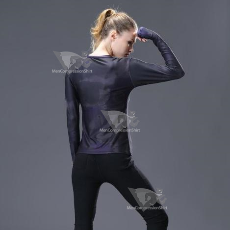 Supergirl Tie-Dyeblack Compression Long Sleeve Rash Guard
