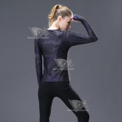Supergirl Tie-Dyeblack Compression Long Sleeve Rash Guard