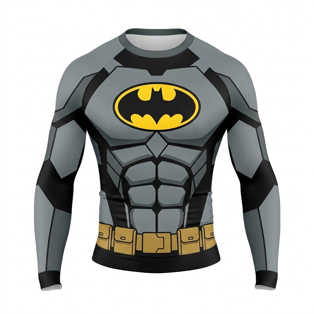Batman Tactical Armor Steel Grey Long Sleeve Compression Shirt