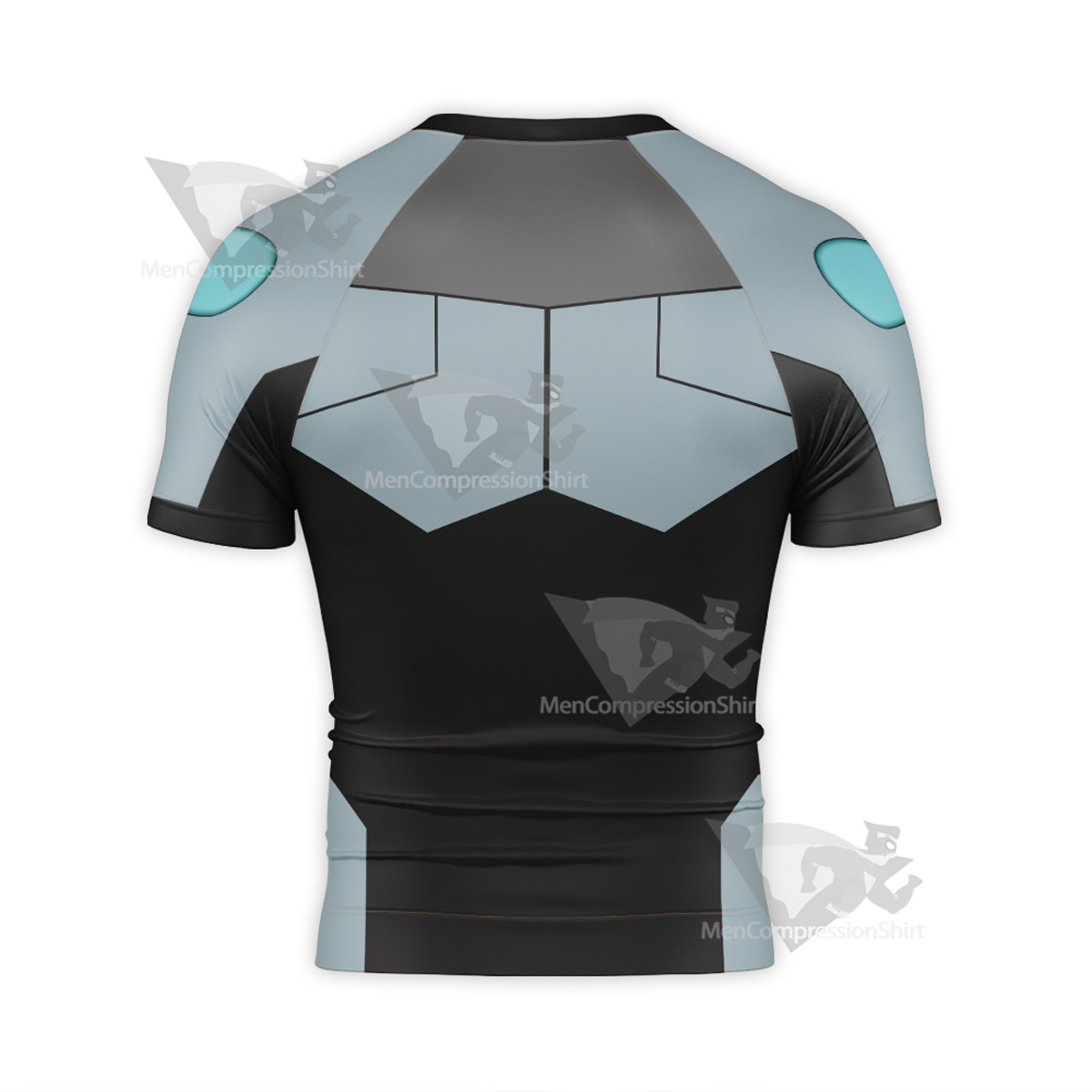 Superhero Cyborg Black Blue Short Sleeve Compression Shirt