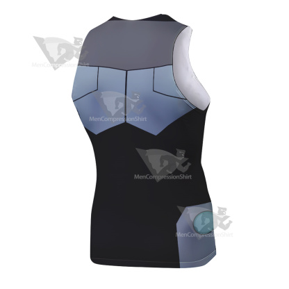 Superhero Cyborg Black Blue Sleeveless Compression Shirt