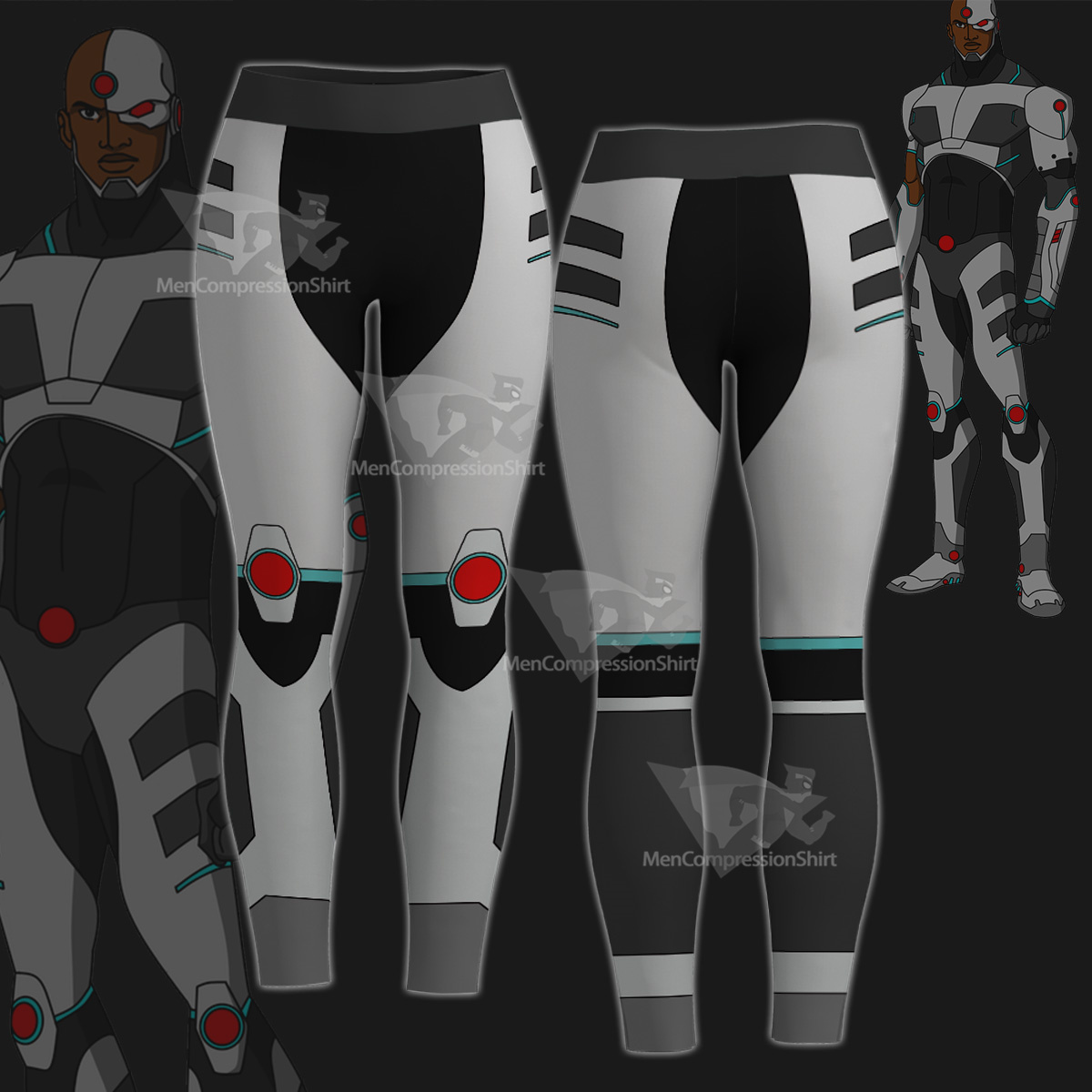 Superhero Cyborg White Women Compression Legging