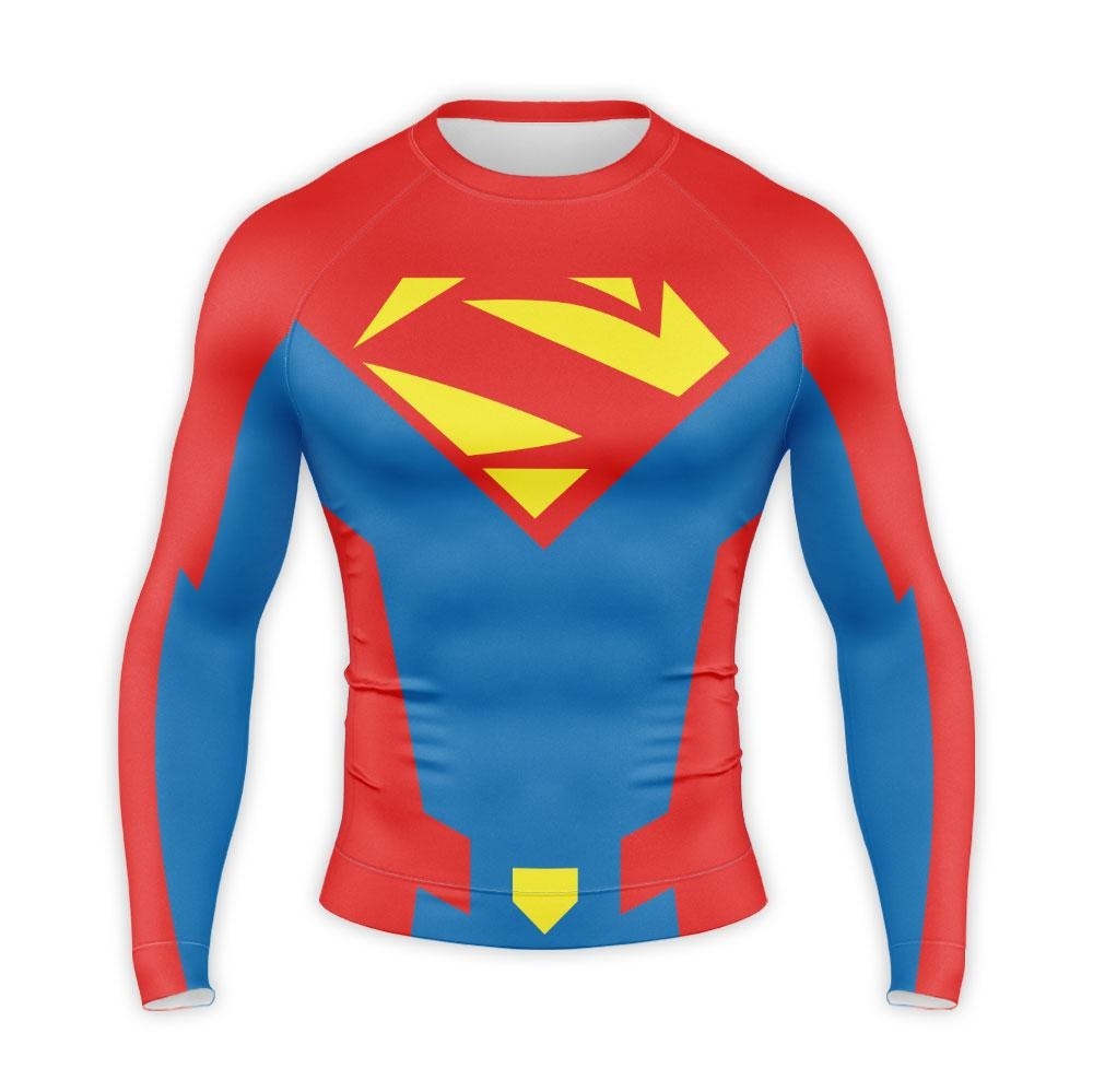 Superhero superman red Long Sleevee Compression Shirt