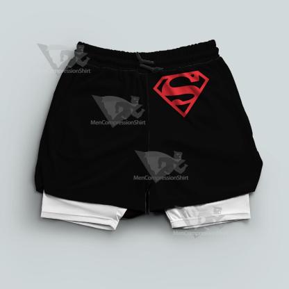 Superhero Superman Symbol Black Men Compression Gym Short