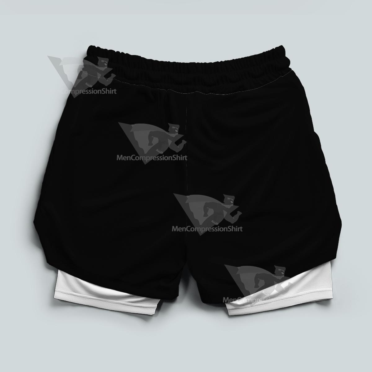 Superhero Superman Symbol Black Men Compression Gym Short