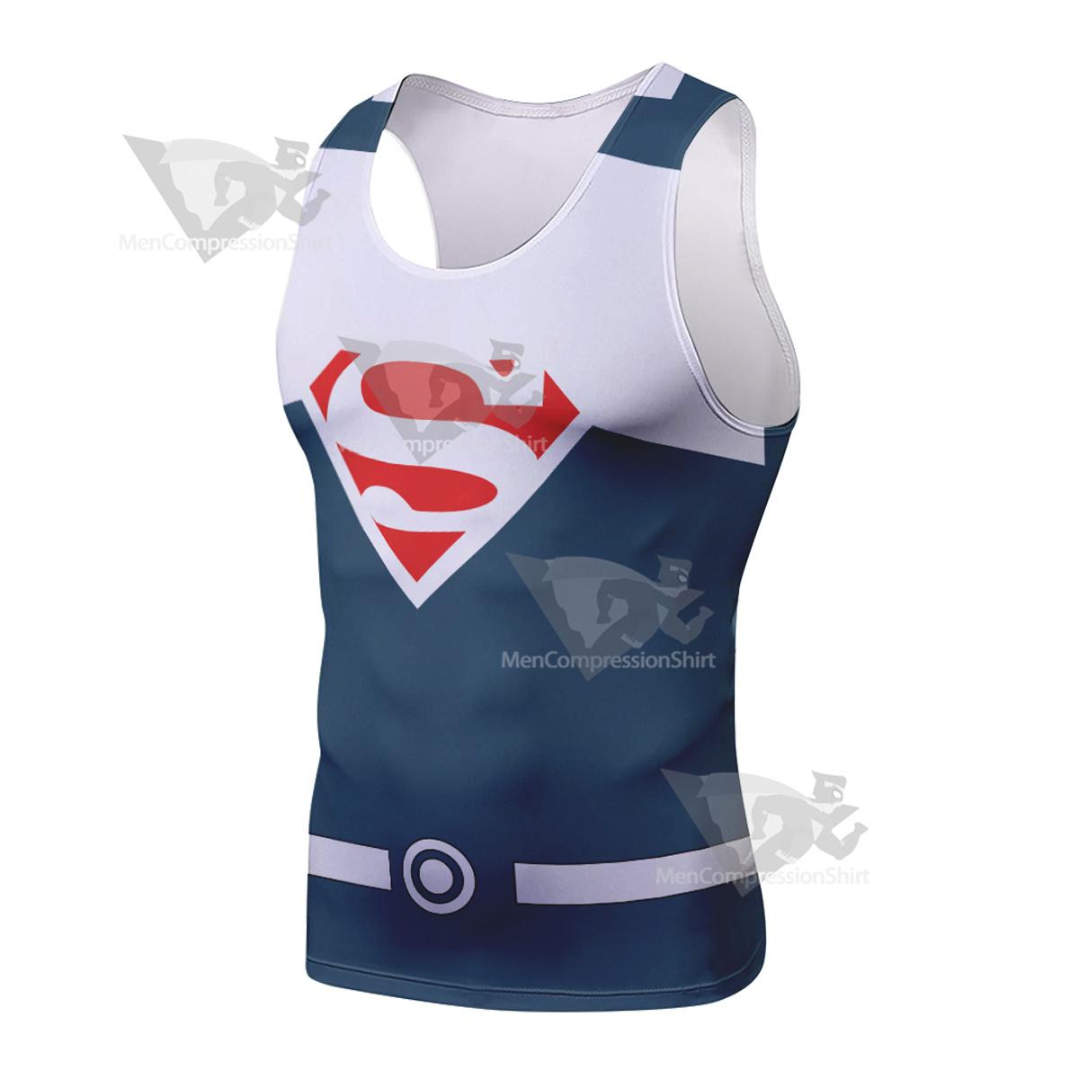 Superhero Superman White Sleeveless Compression Shirt
